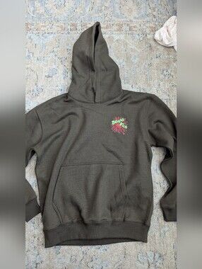 WARSAW Dark Olive Graphic Hoodie with Neon Logo NWOT